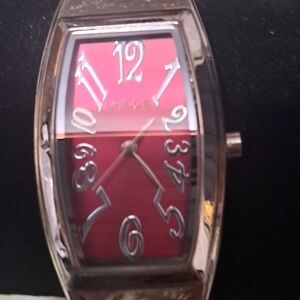 Elegant Red Watch with Silver Accents